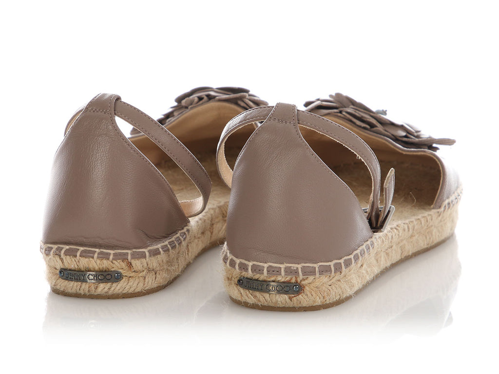 Jimmy Choo Taupe Flower Espadrilles