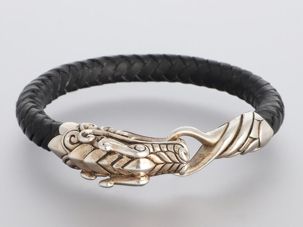 John Hardy Sterling Silver and Leather Dragon Bracelet