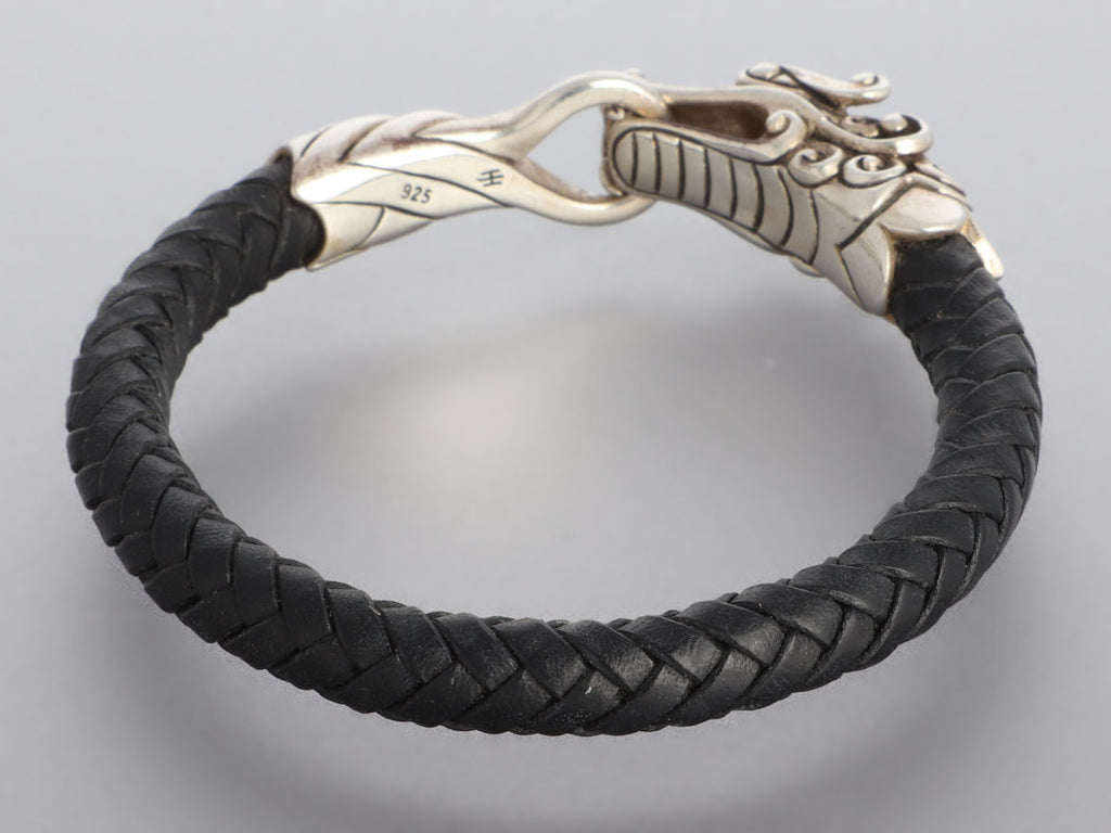 John Hardy Sterling Silver and Leather Dragon Bracelet