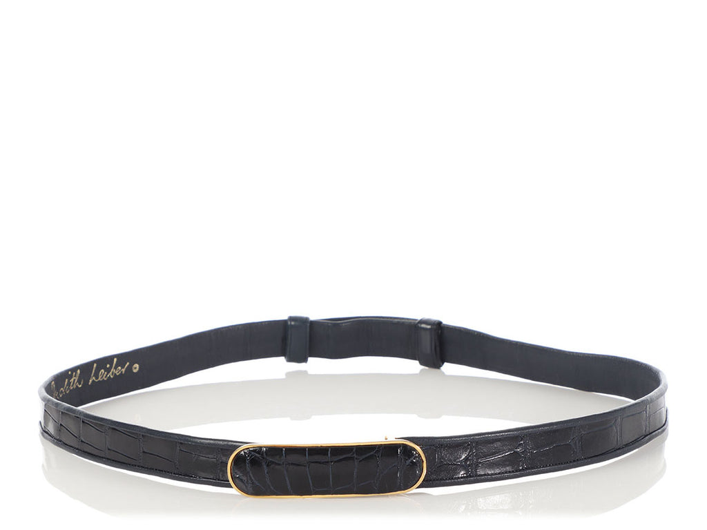 Judith Leiber Navy Blue Alligator Belt