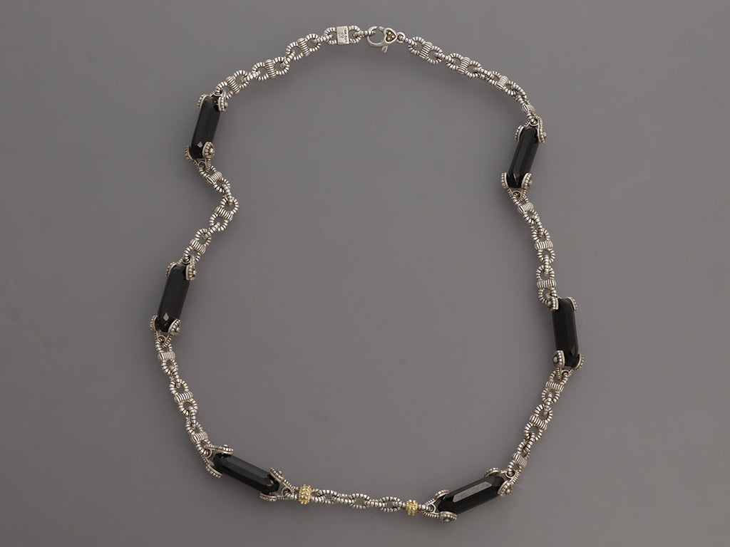 Judith Ripka Two-Tone Onyx and Diamond Choker Necklace