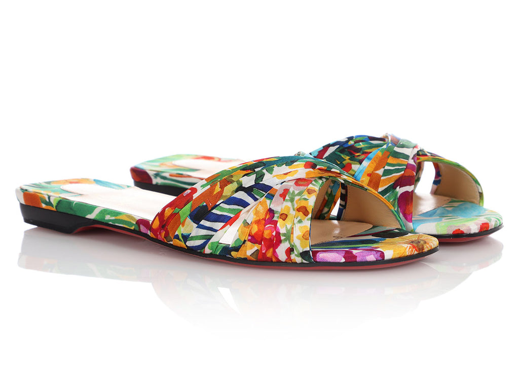 Christian Louboutin Floral Crepe Nicol Is Back Sandals