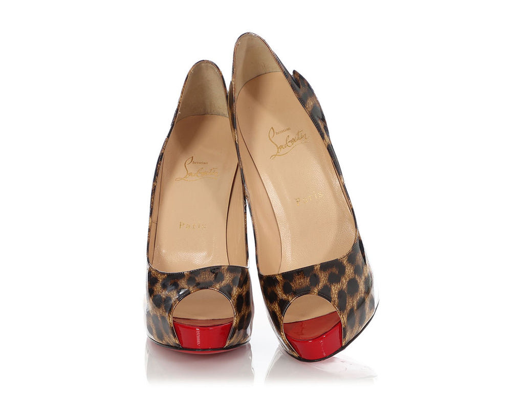 Christian Louboutin Leopard Print Patent Very Privé Peep-Toe Pumps