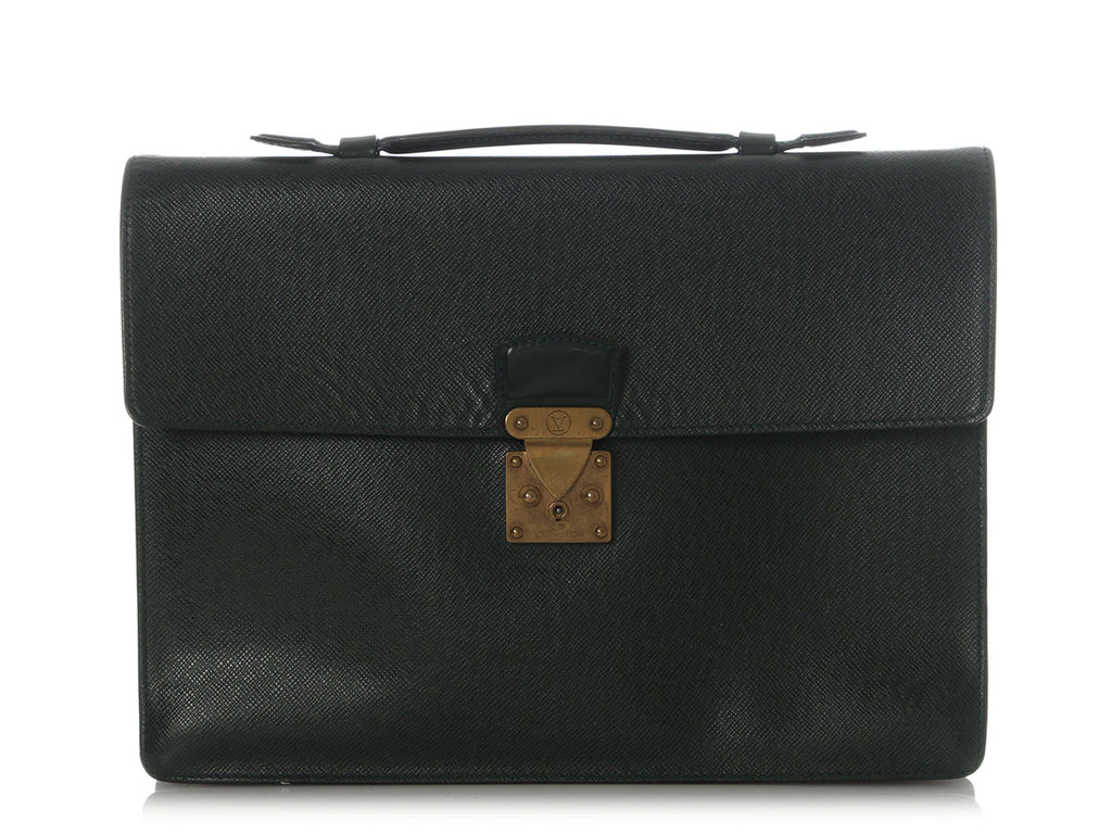 Louis Vuitton Vintage Green Taiga Serviette Kourad Briefcase