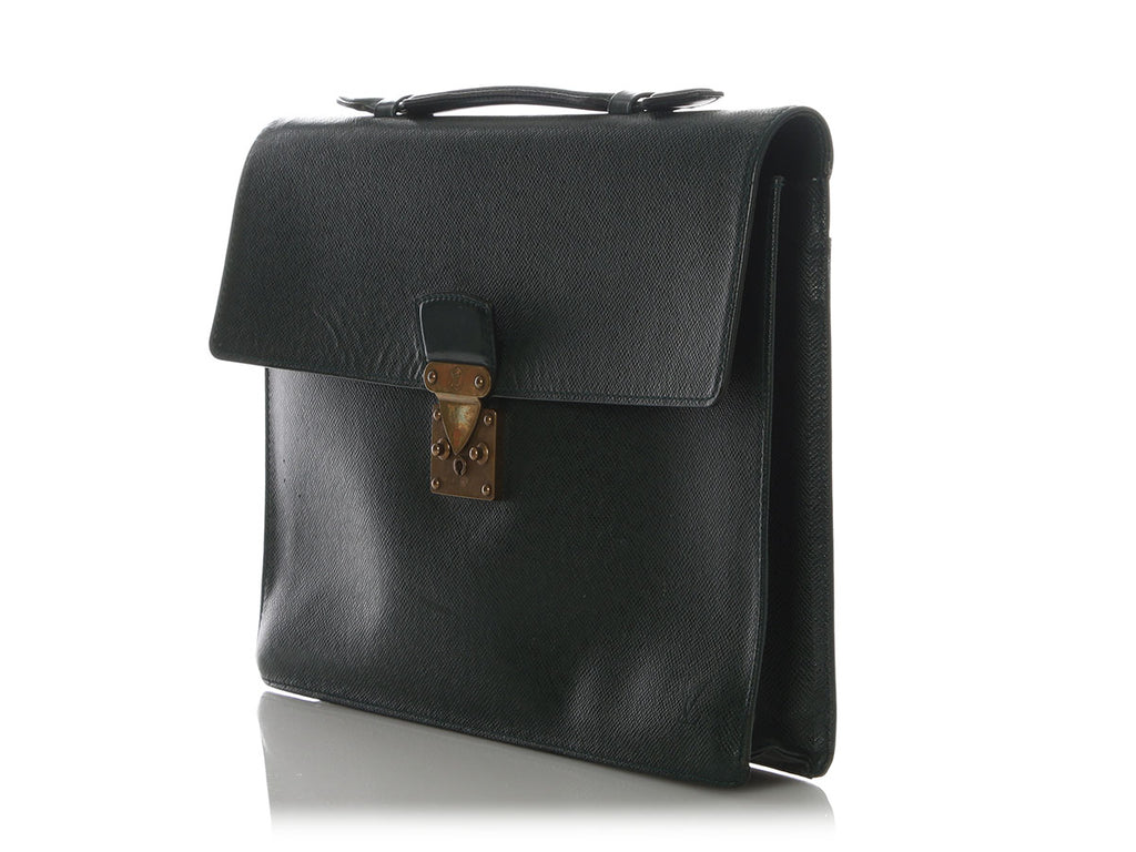 Louis Vuitton Vintage Green Taiga Serviette Kourad Briefcase