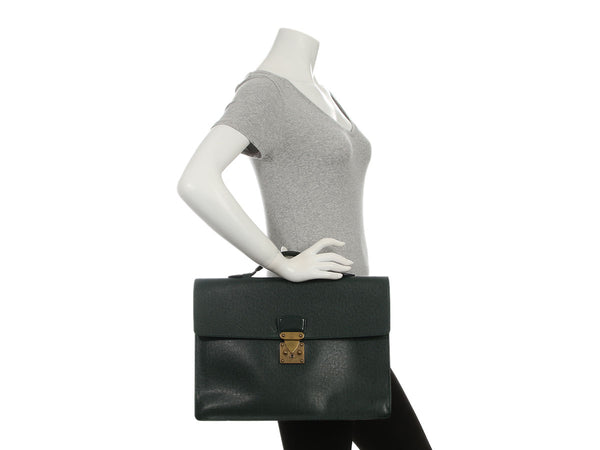 Louis Vuitton Vintage Green Taiga Serviette Kourad Briefcase