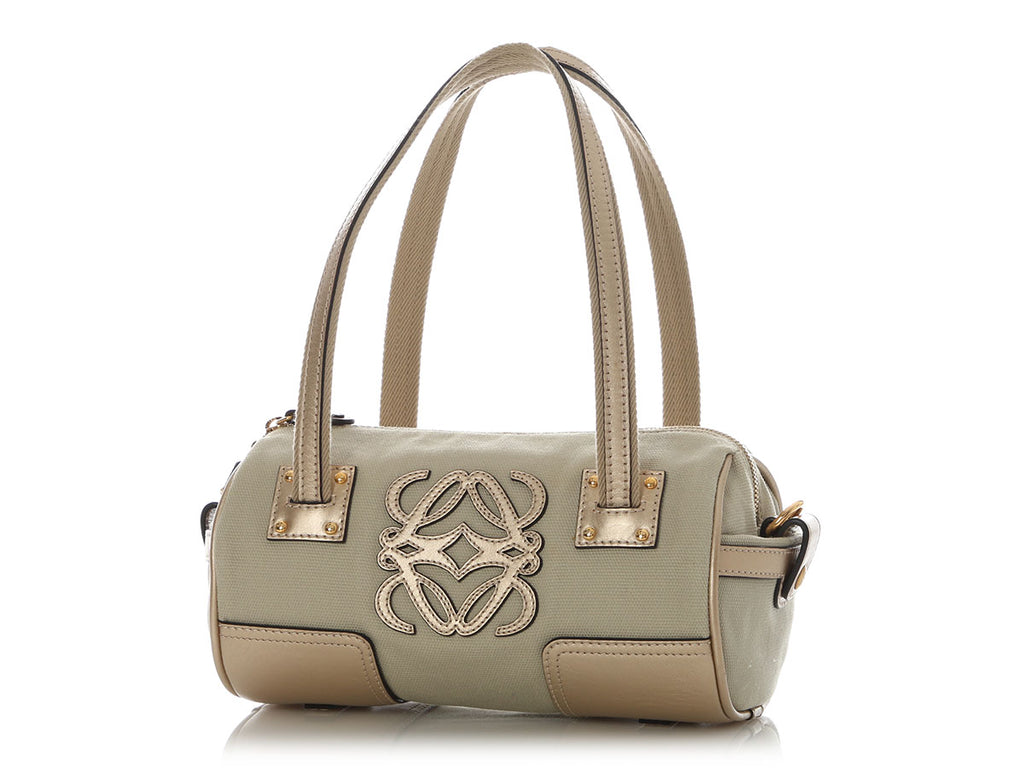 Loewe Gold and Beige Canvas Bolso Duffle Bag