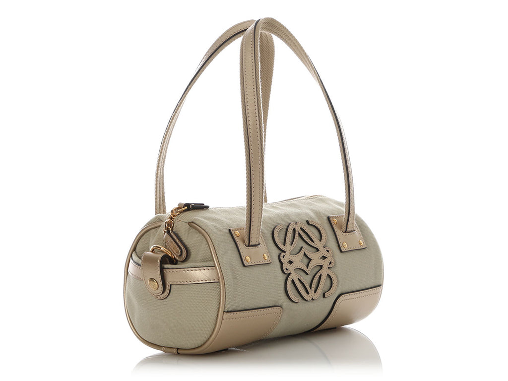 Loewe Gold and Beige Canvas Bolso Duffle Bag