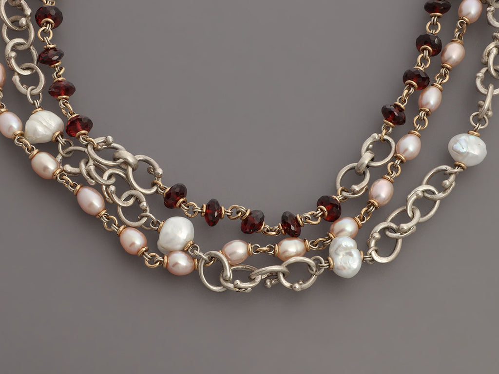 Michael Dawkins Sterling Silver Multi-Bead Necklace Set