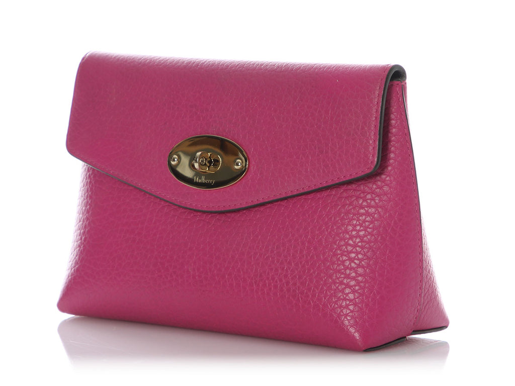 Mulberry Pink Grained Leather Cosmetic Pouch