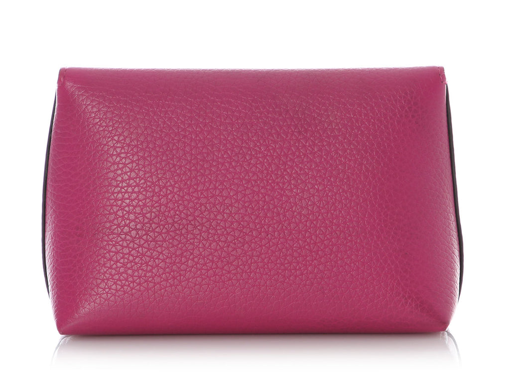 Mulberry Pink Grained Leather Cosmetic Pouch