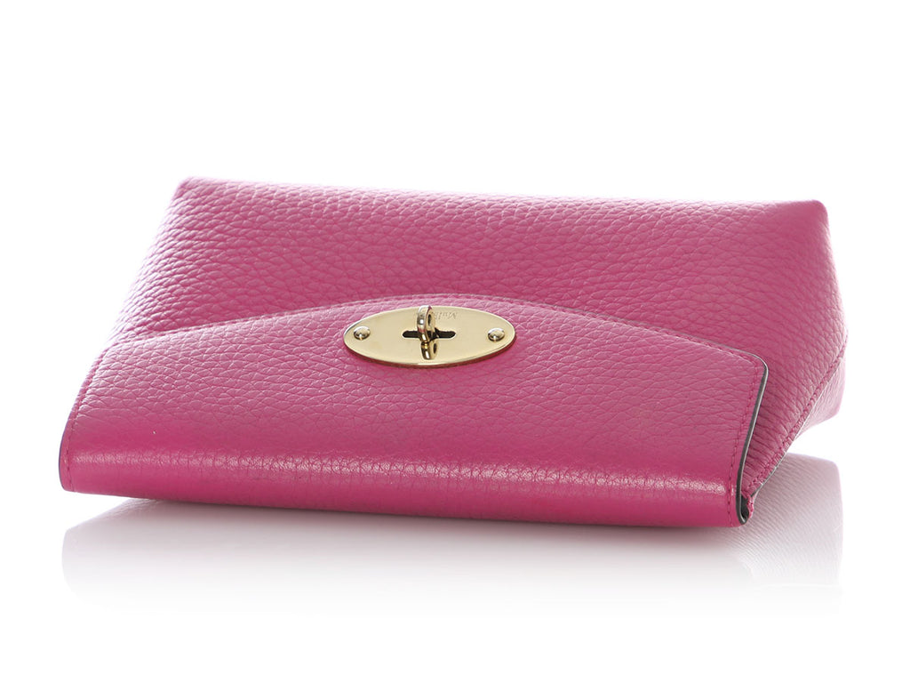 Mulberry Pink Grained Leather Cosmetic Pouch