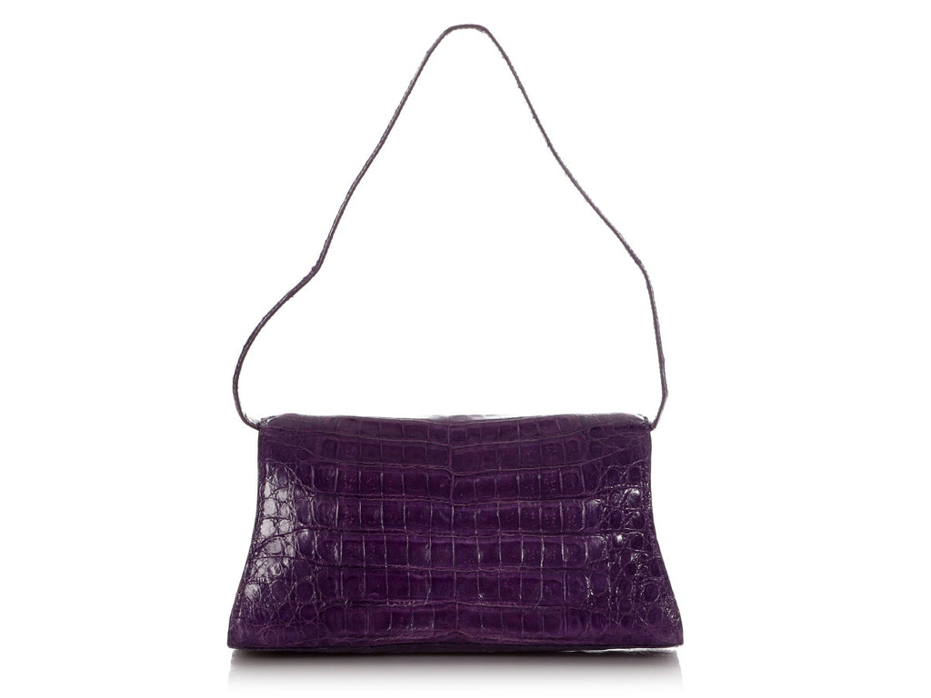 Nancy Gonzalez Purple Crocodile Shoulder Bag