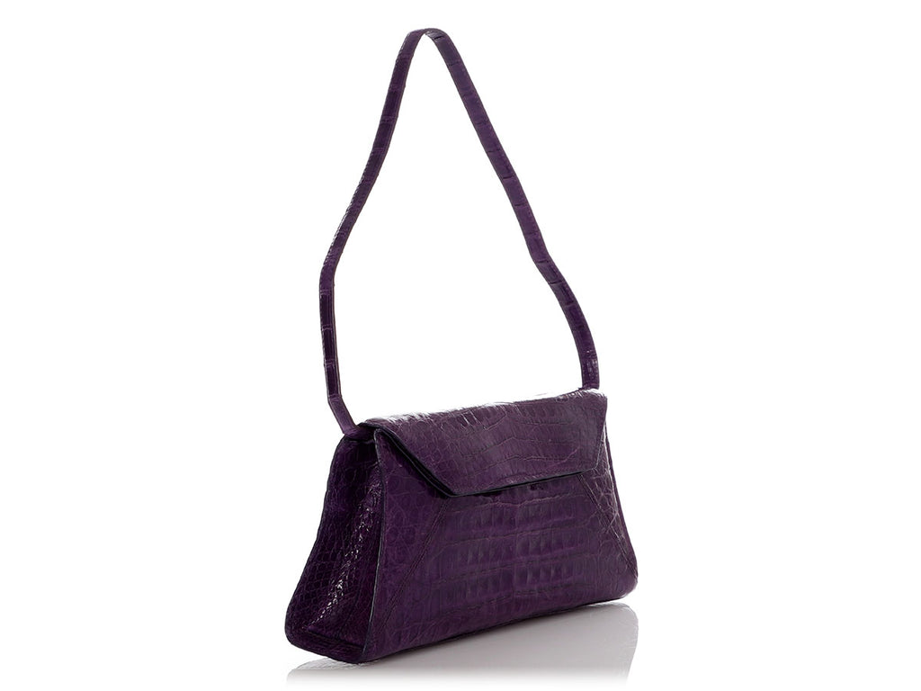 Nancy Gonzalez Purple Crocodile Shoulder Bag