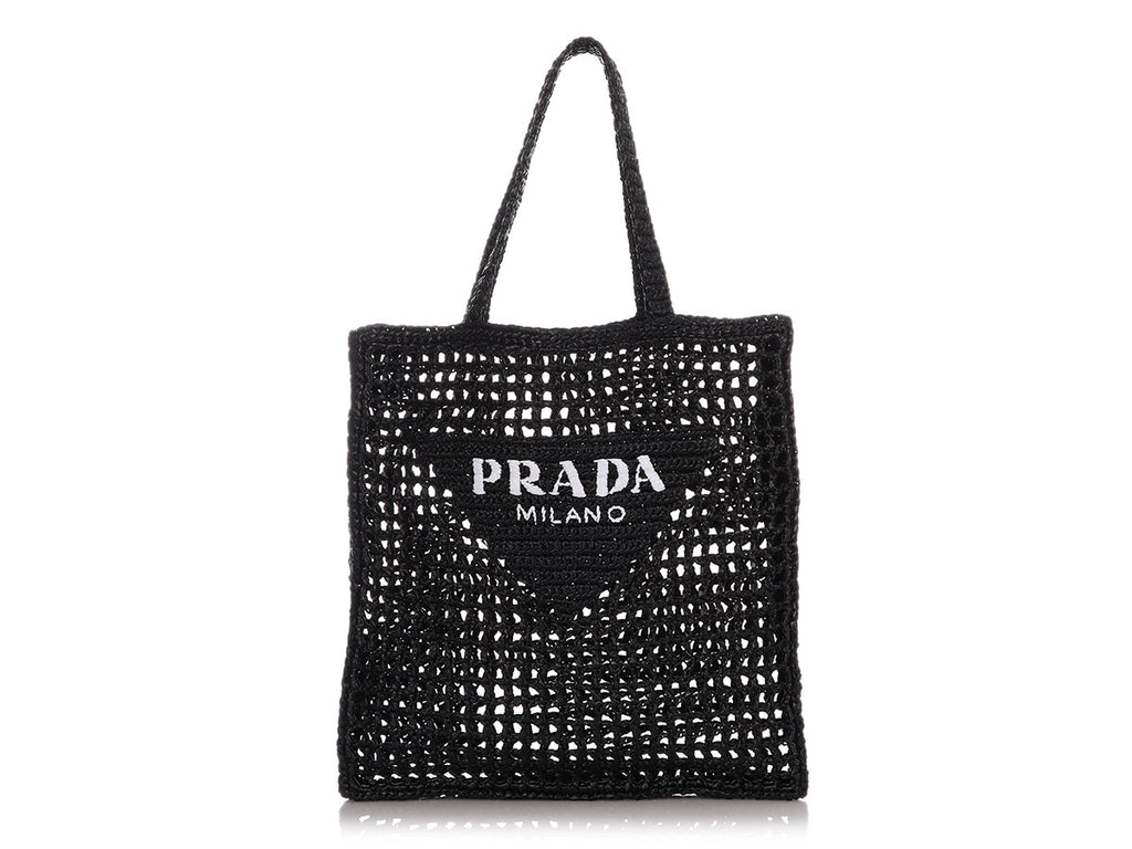 Prada Black Raffia Tote