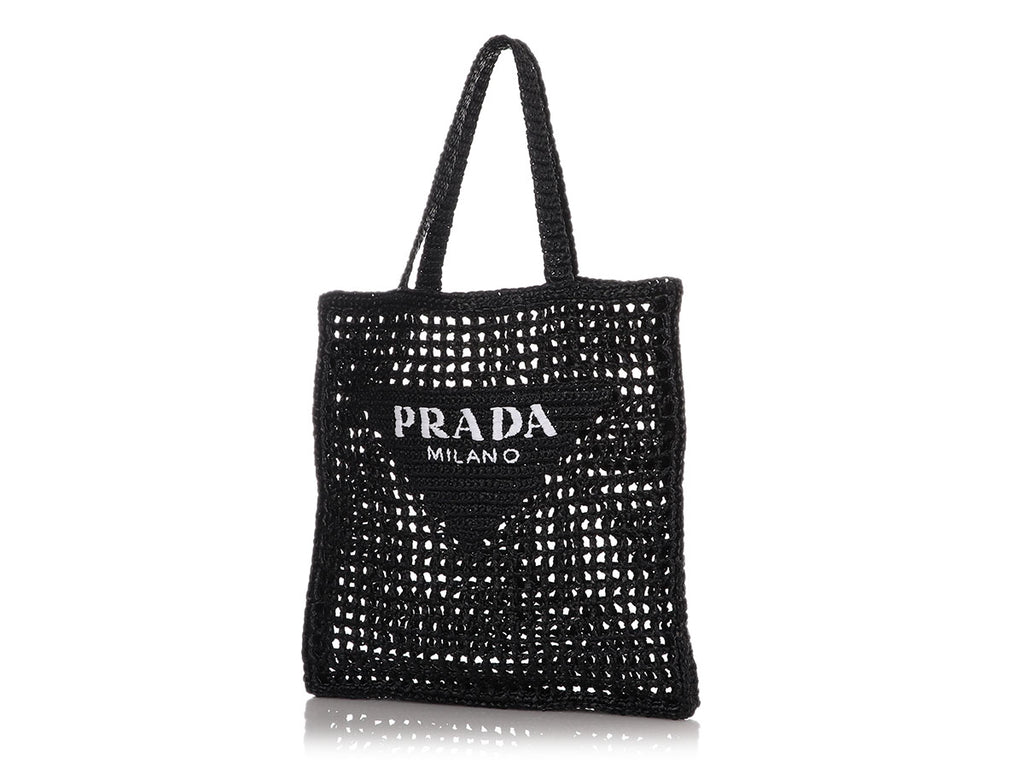 Prada Black Raffia Tote