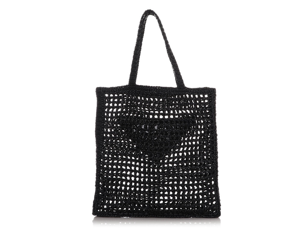 Prada Black Raffia Tote