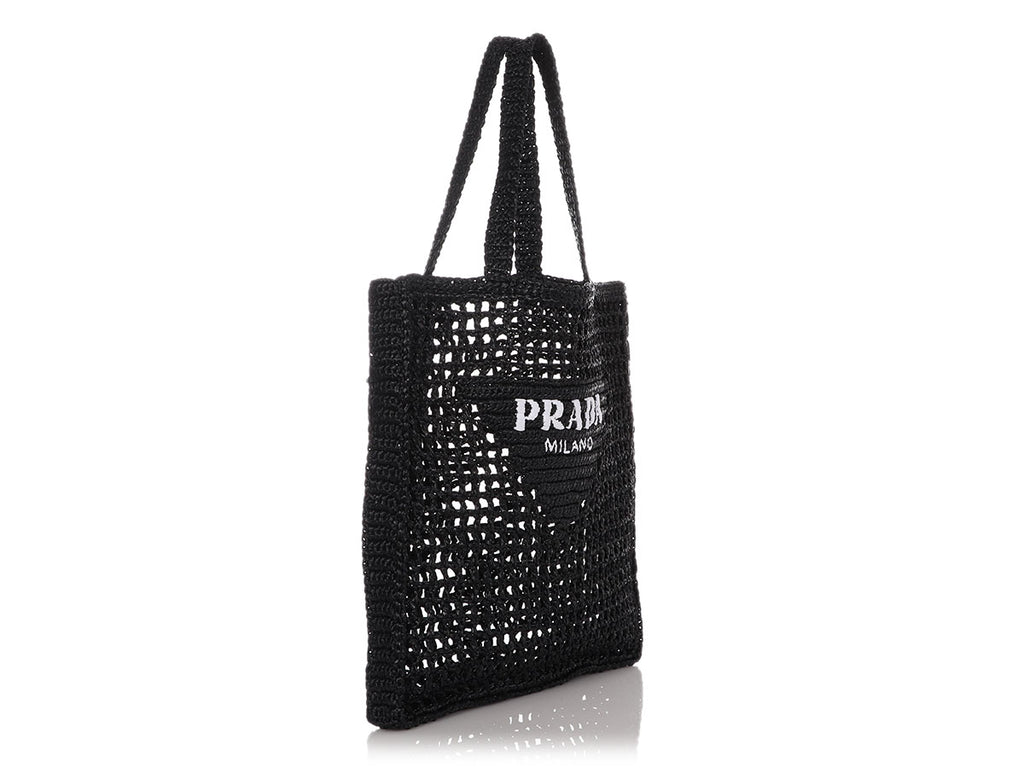 Prada Black Raffia Tote