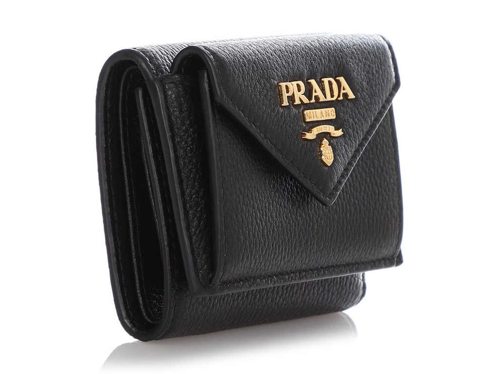 Prada Mini Black Vitello Leather Wallet