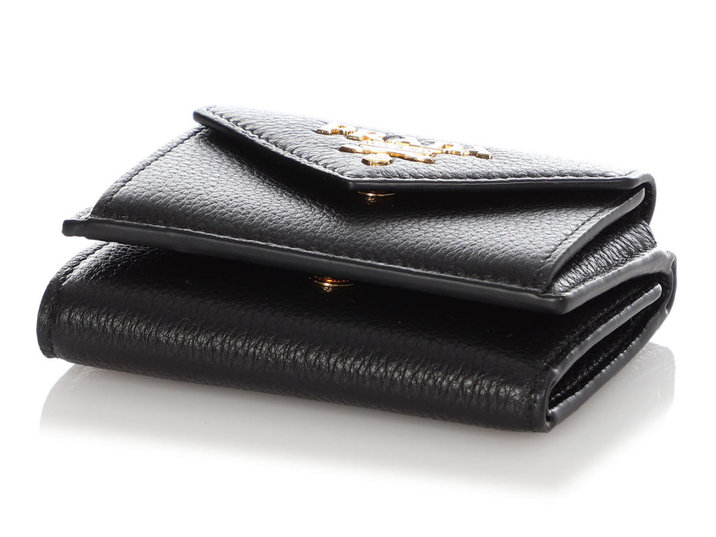 Prada Mini Black Vitello Leather Wallet