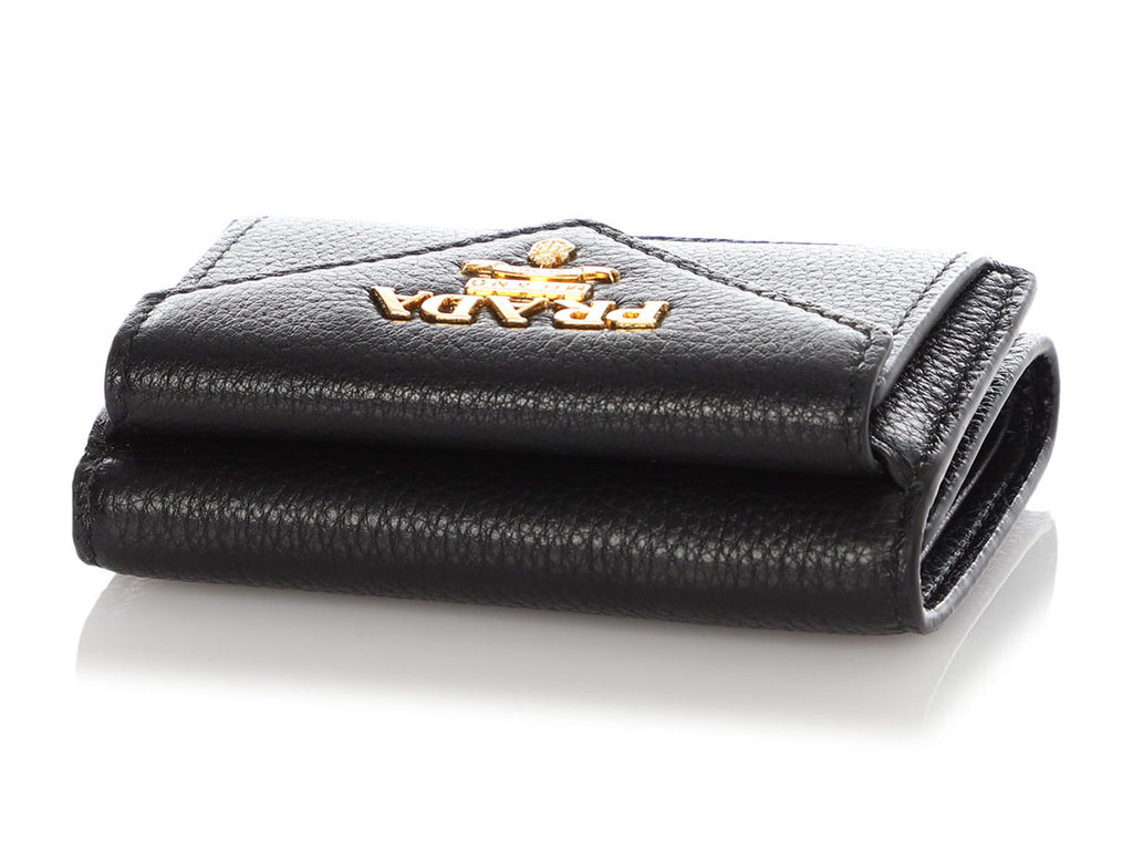 Prada Mini Black Vitello Leather Wallet