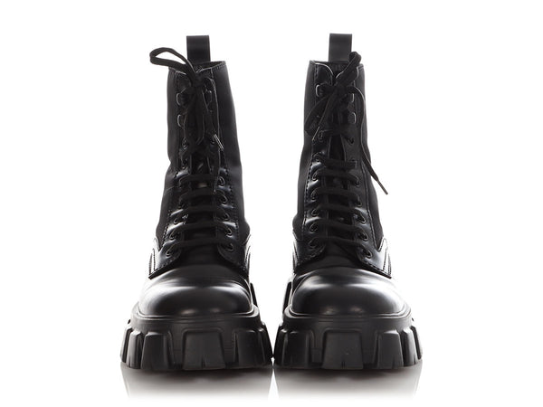 Prada Black Lace-Up Combat Boots