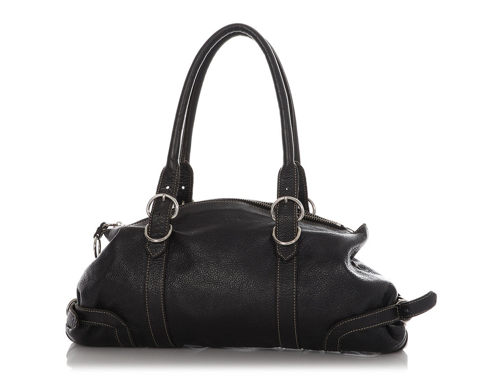 Prada Black Grained Leather Shoulder Bag