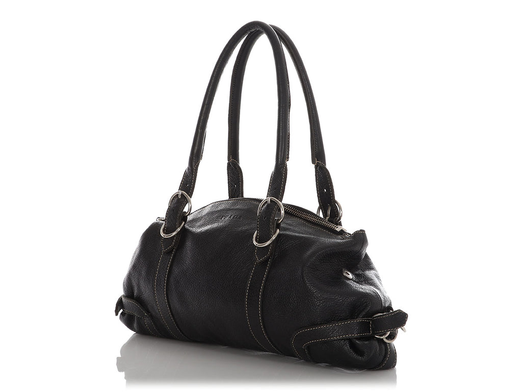 Prada Black Grained Leather Shoulder Bag