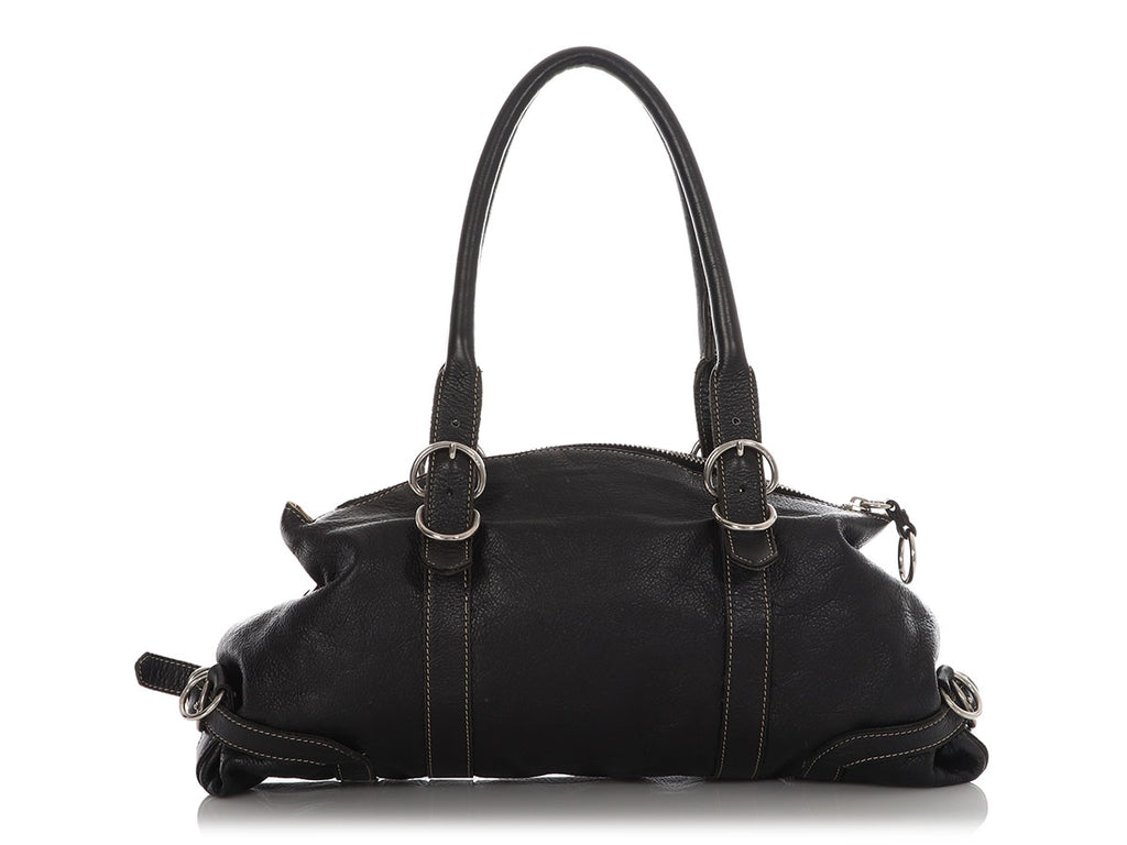 Prada Black Grained Leather Shoulder Bag