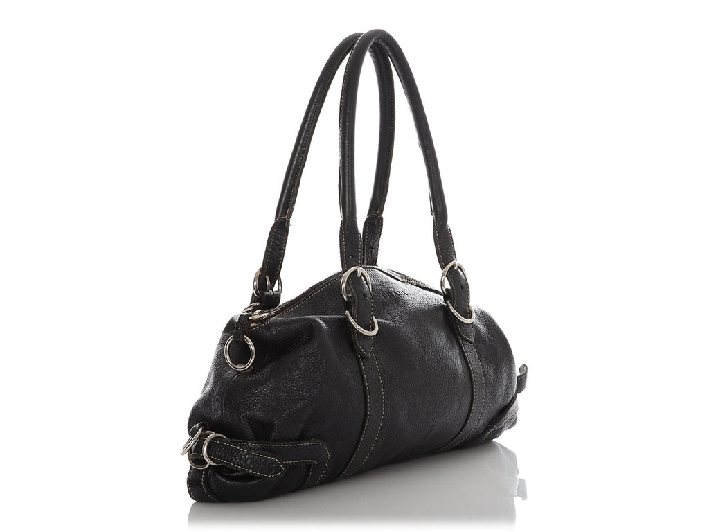 Prada Black Grained Leather Shoulder Bag