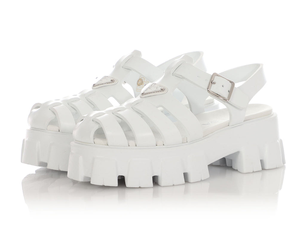 Prada White Monolith Sandals