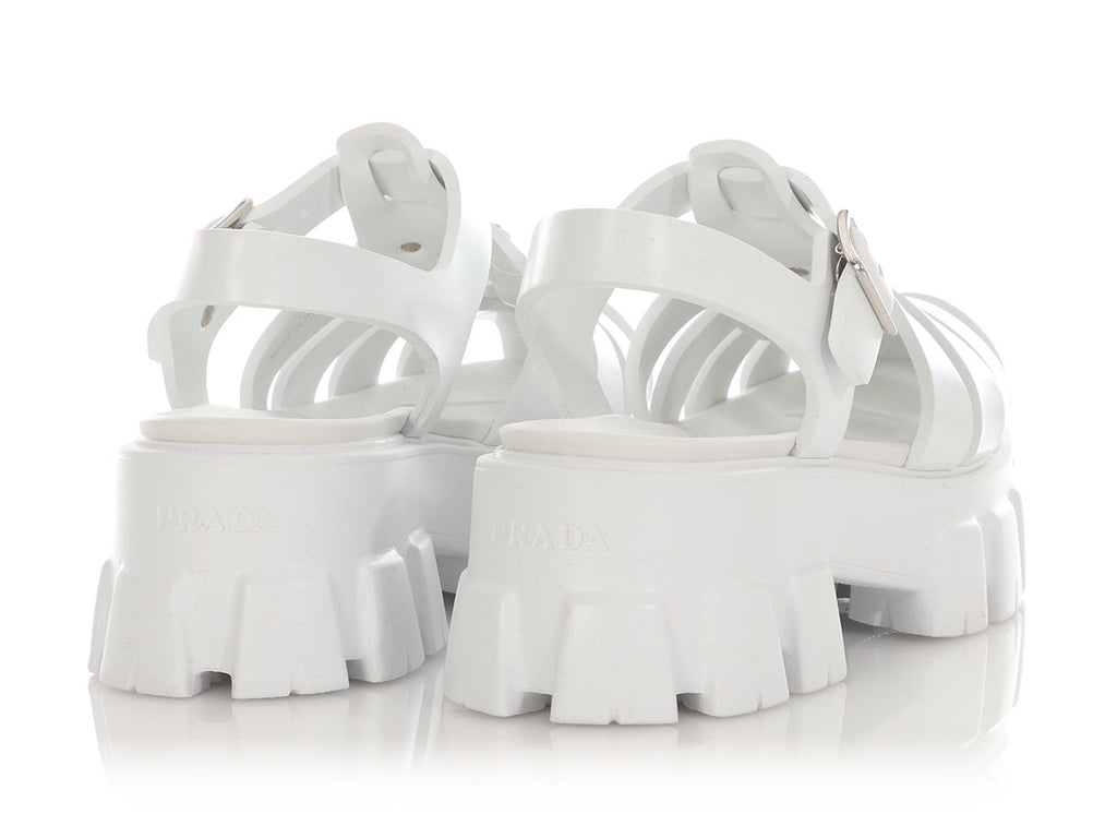 Prada White Monolith Sandals