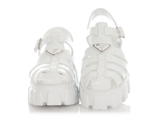 Prada White Monolith Sandals