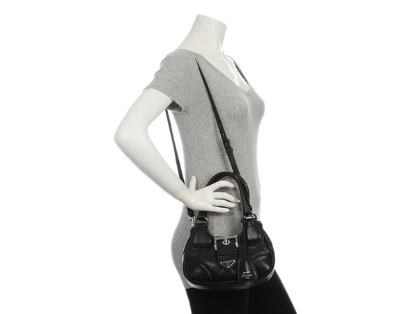 Prada Black Nappa Soft Padded Re-Edition 2002 Moon Bag