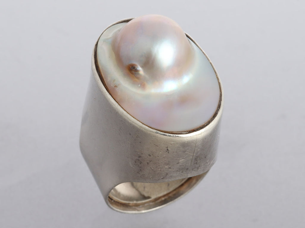 Rebecca Collins Sterling Silver Blister Pearl Ring