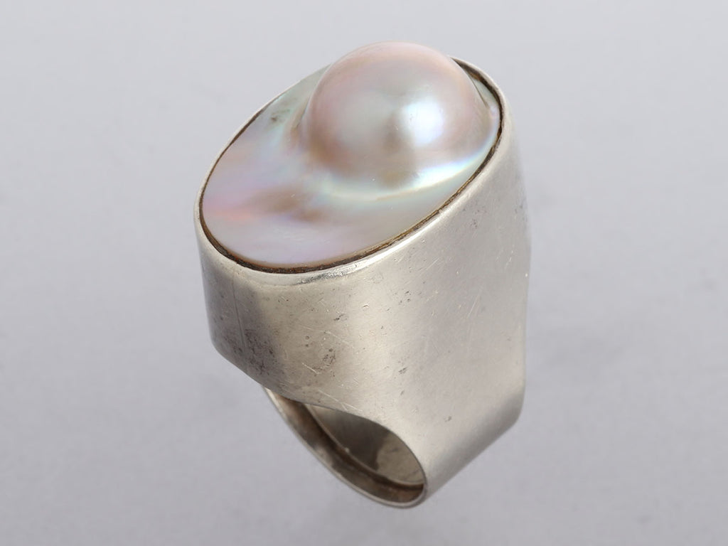 Rebecca Collins Sterling Silver Blister Pearl Ring