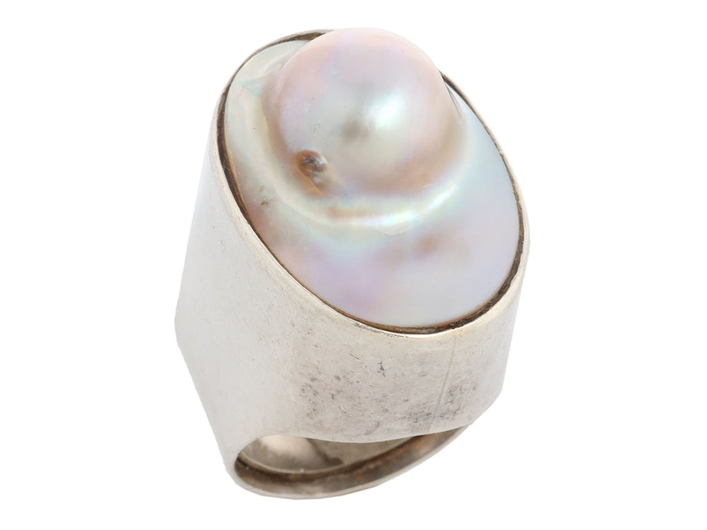 Rebecca Collins Sterling Silver Blister Pearl Ring