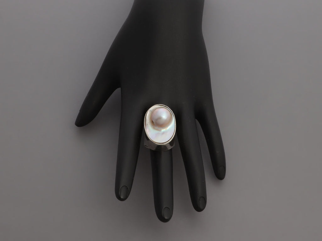 Rebecca Collins Sterling Silver Blister Pearl Ring