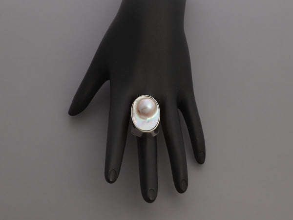 Rebecca Collins Sterling Silver Blister Pearl Ring