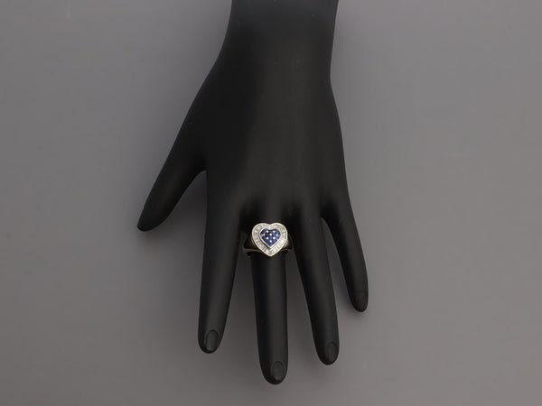 18K White Gold Sapphire and Diamond Heart Ring