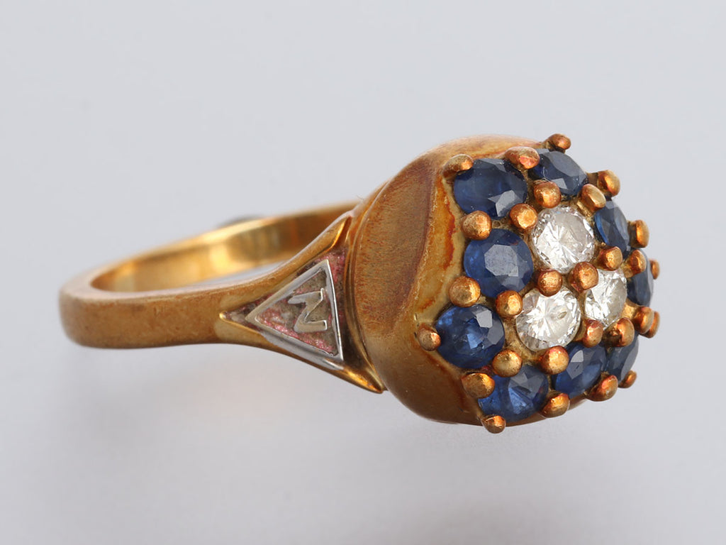 Vintage 18K Yellow Gold Sapphire and Diamond Ring