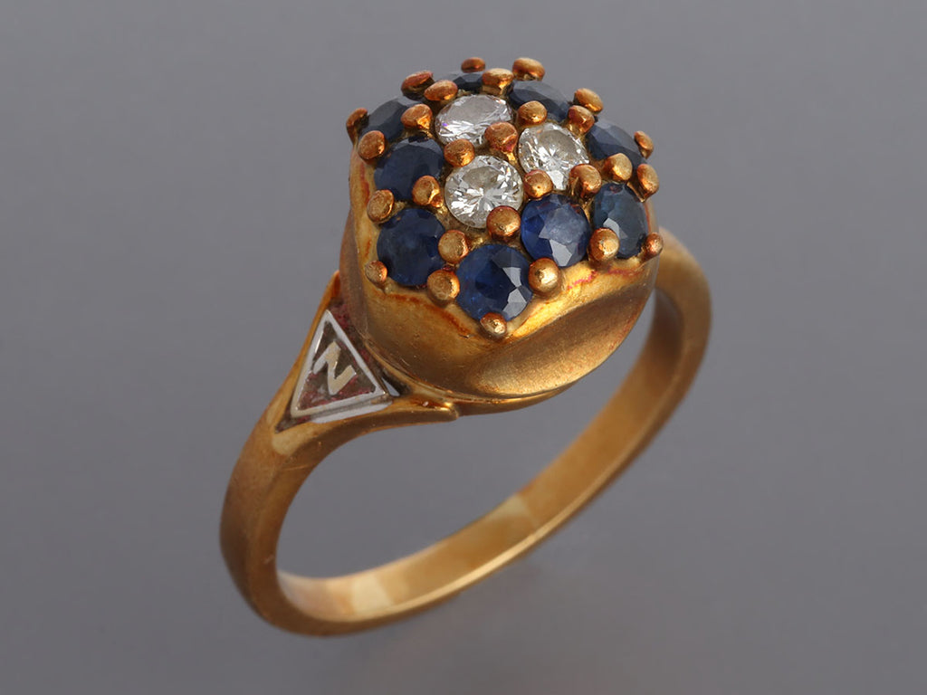 Vintage 18K Yellow Gold Sapphire and Diamond Ring