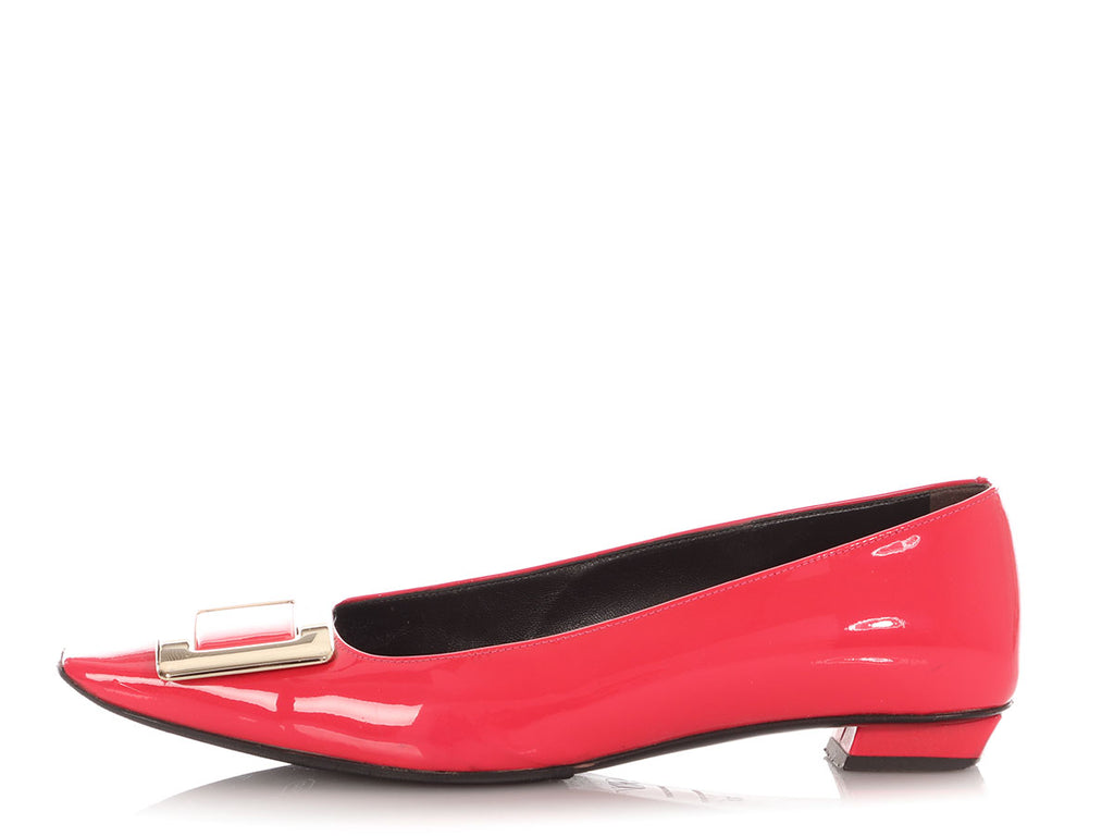 Roger Vivier Hot Pink Patent Buckle Flats