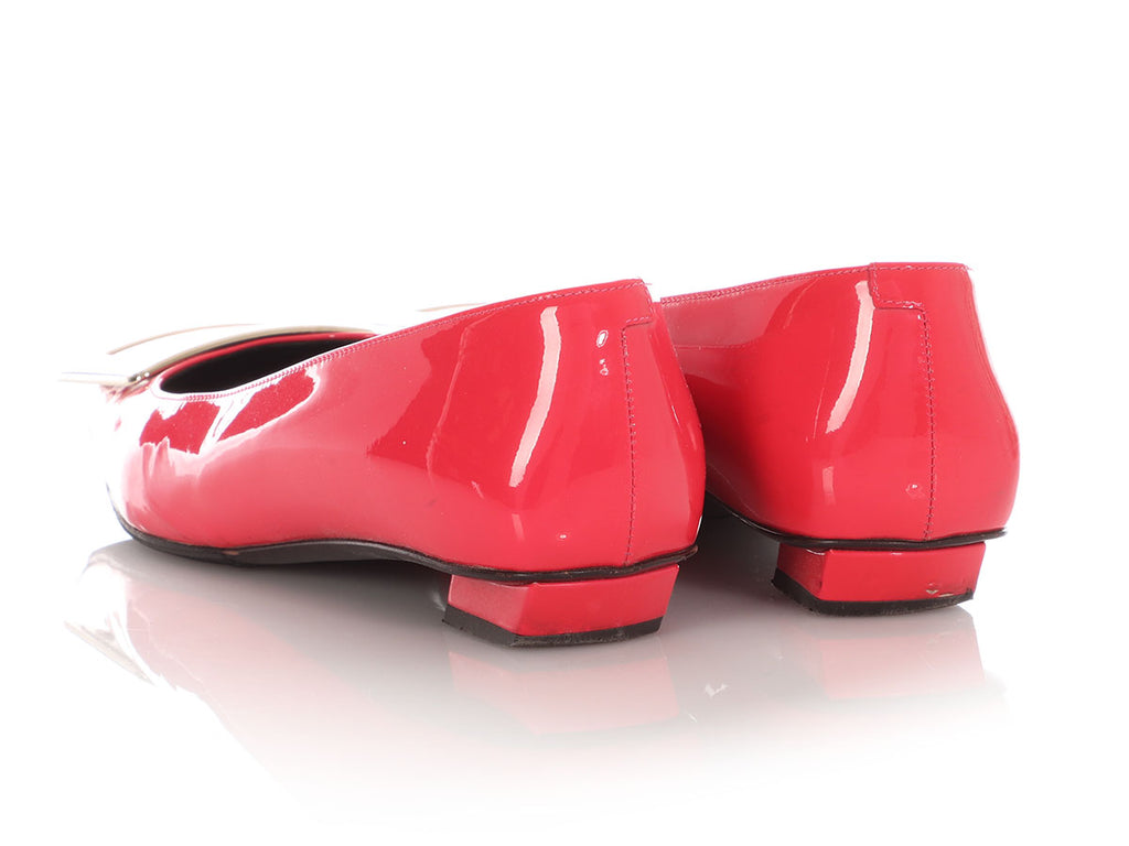 Roger Vivier Hot Pink Patent Buckle Flats