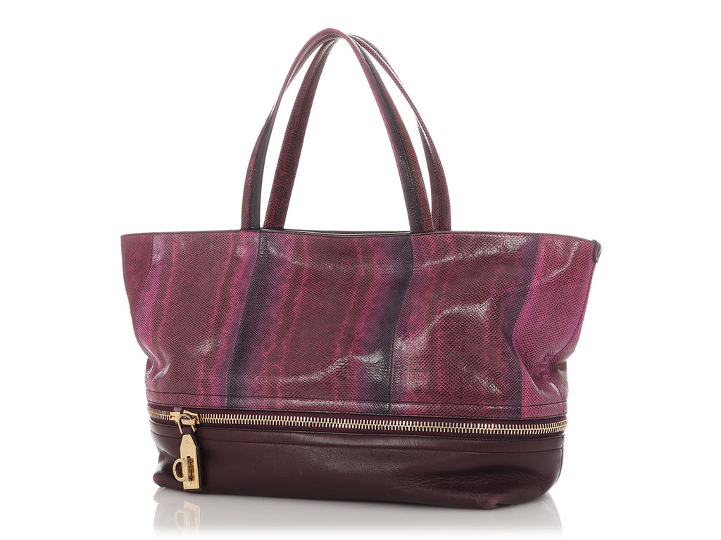 Salvatore Ferragamo Purple Lizard Tara Tote