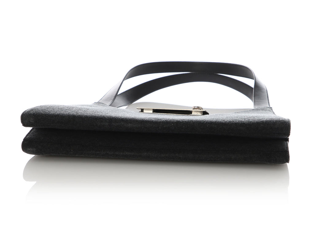 Ferragamo Gray Felt Gancio Shoulder Bag