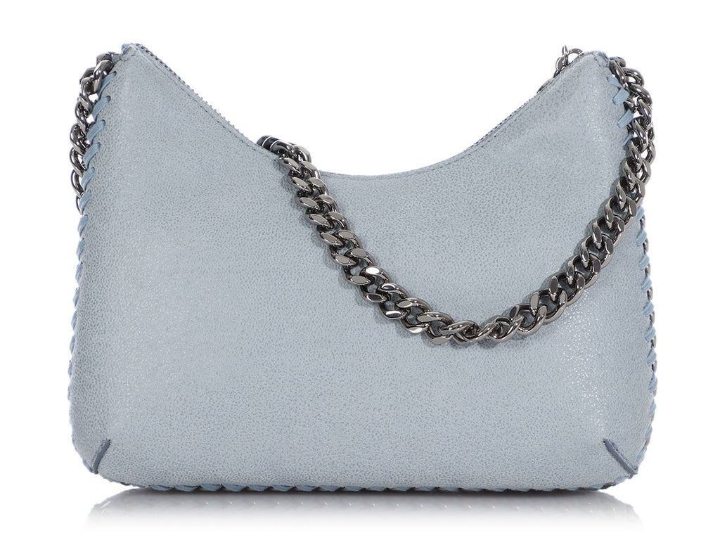 Stella McCartney Mini Light Blue Falabella Zip Shoulder Bag