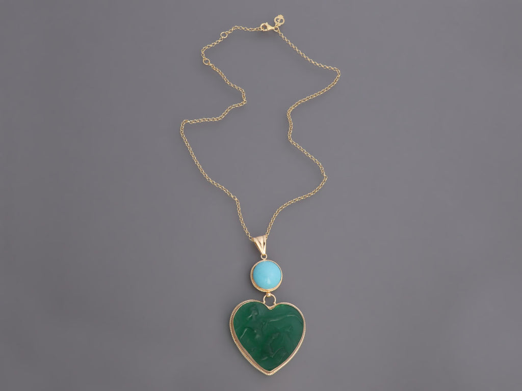 Tagliamonte Gold-Washed Sterling Silver Turquoise Venetian Cameo Heart Pendant Necklace