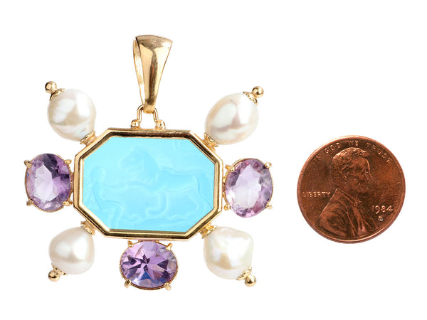 Tagliamonte 18K Yellow Gold-Plated Multistone Venetian Glass Cameo Pendant