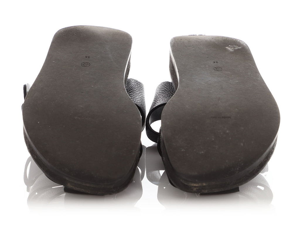 The Row Black Woven Calfskin Fisherman Sandals